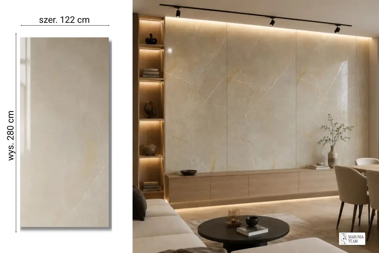 Breccia Sarda na ścianie w sypialni płyta węglowa SPC błyszcząca 280x122 cm