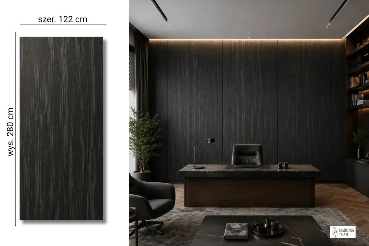 Cosmopolitan na ścianie w biurze płyta węglowa SPC matowa 280x122 cm