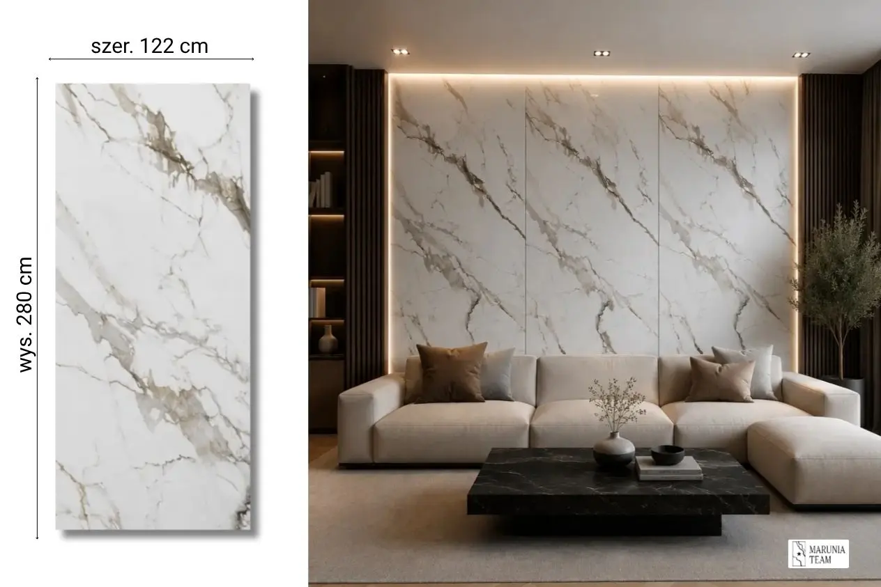 Royal Galaxy na ścianie w salonie — płyta węglowa SPC błyszcząca 280x122 cm